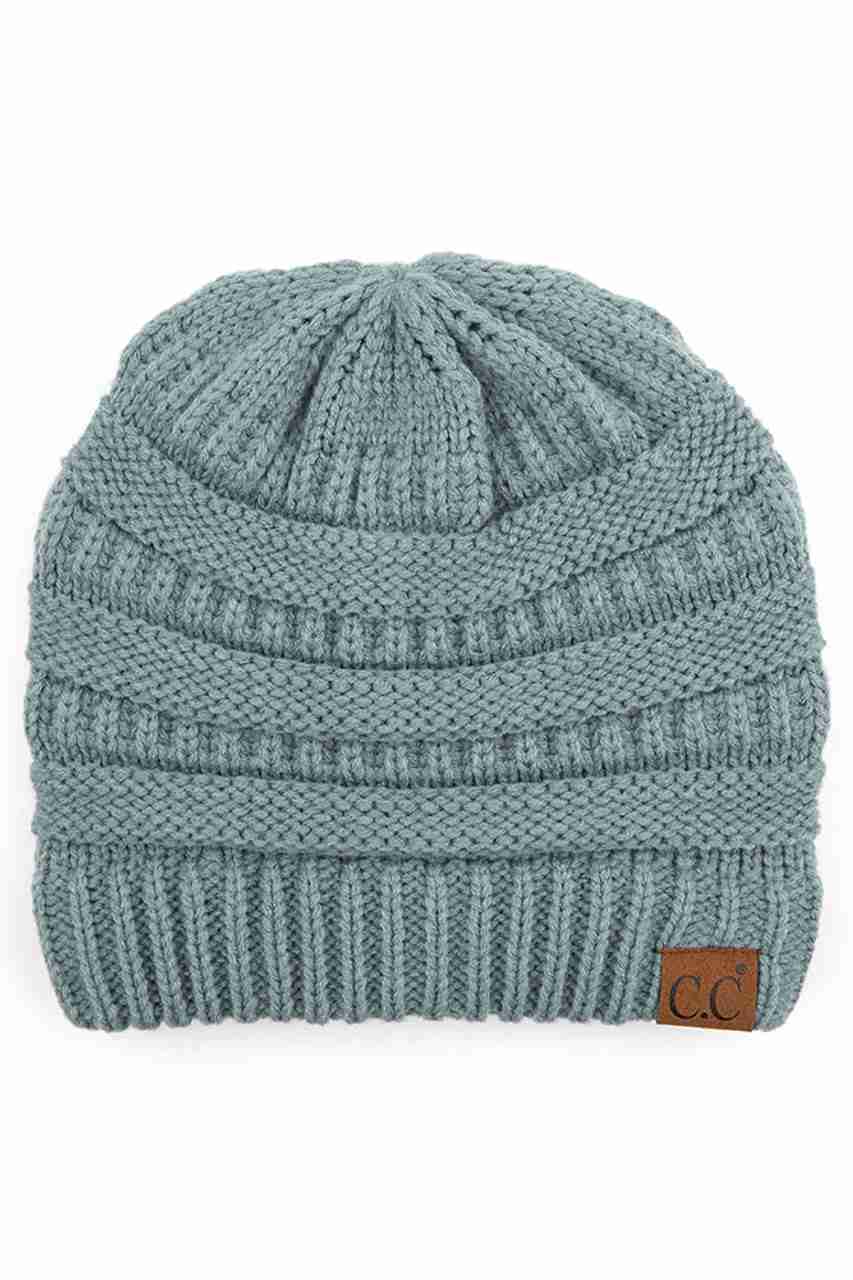 C.C Women's Ribbed Knit Solid Color Beanie