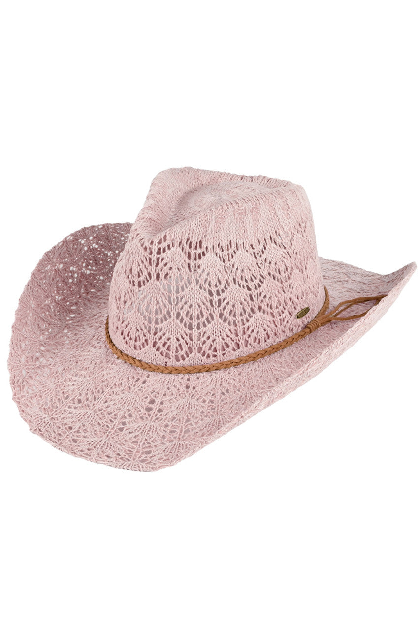 C.C Women's Horseshoe Lace Knitting Cowboy Hat