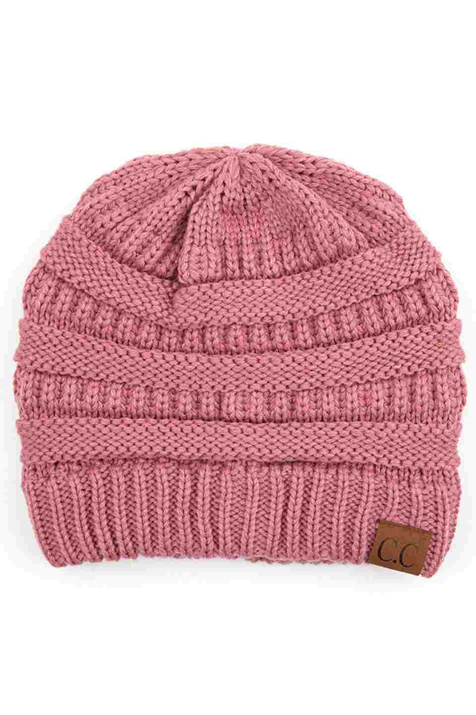 C.C Women's Ribbed Knit Solid Color Beanie