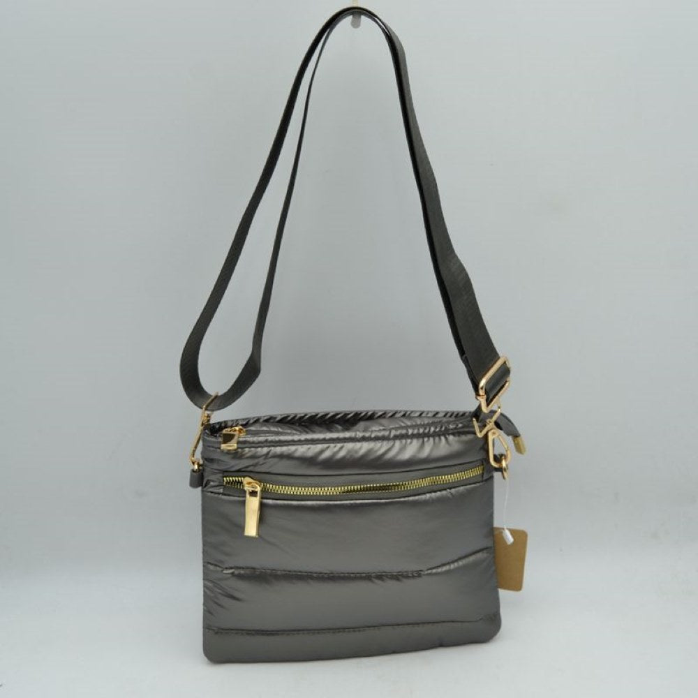 Sleek Multi-Pocket Puffer Crossbody Bag