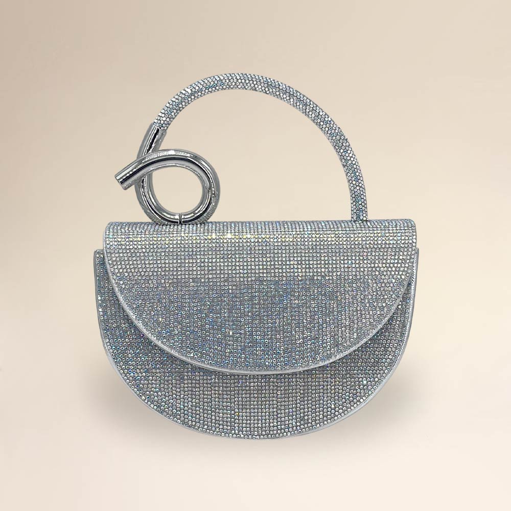 Bling Studded Top Handle Evening Crossbody Bag