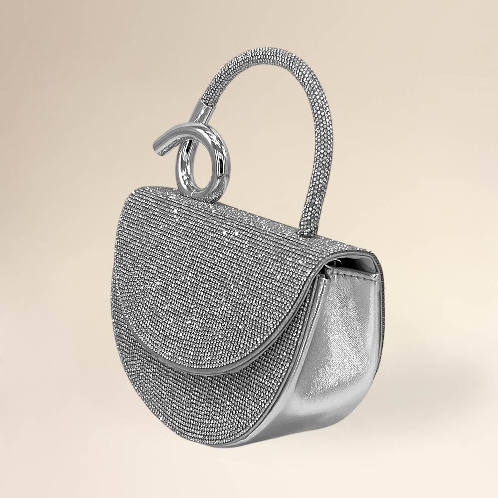 Bling Studded Top Handle Evening Crossbody Bag