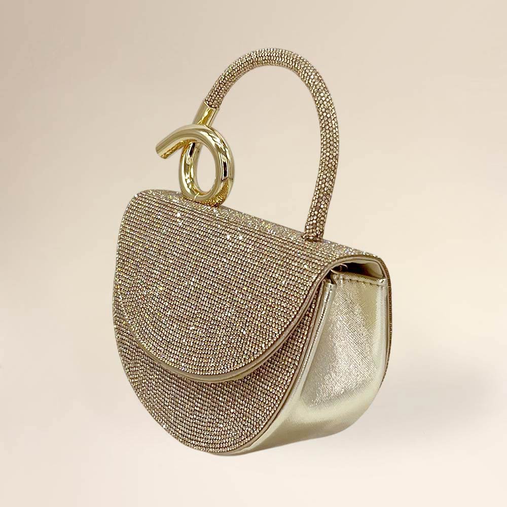Bling Studded Top Handle Evening Crossbody Bag