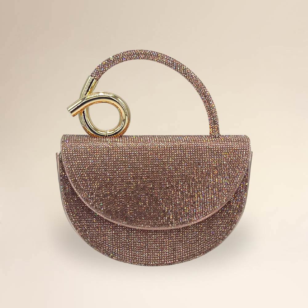 Bling Studded Top Handle Evening Crossbody Bag