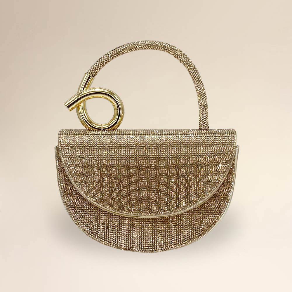 Bling Studded Top Handle Evening Crossbody Bag