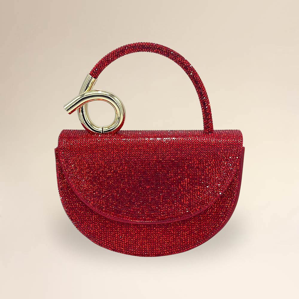 Bling Studded Top Handle Evening Crossbody Bag