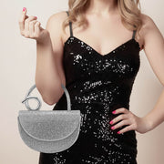 Bling Studded Top Handle Evening Crossbody Bag