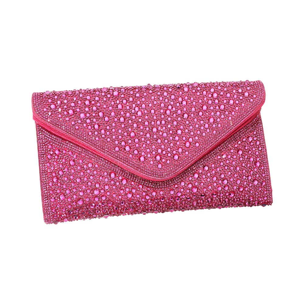 Bling Stone Studded Flap Envelope Evening Clutch Crossbody Bag