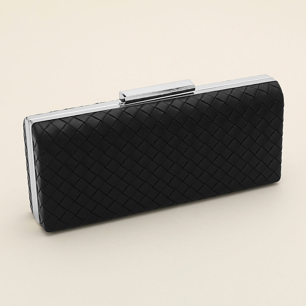 Faux Leather Basket Weave Evening Clutch Bag / Crossbody Bag