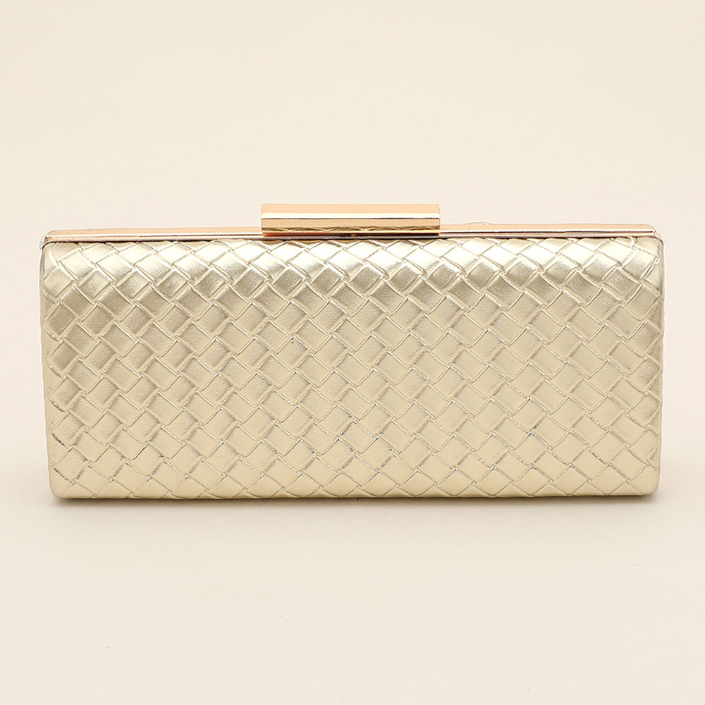 Faux Leather Basket Weave Evening Clutch Bag / Crossbody Bag