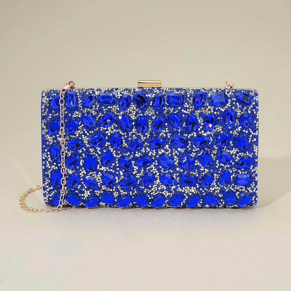 Faceted Stone Embellished Evening Clutch Bag
