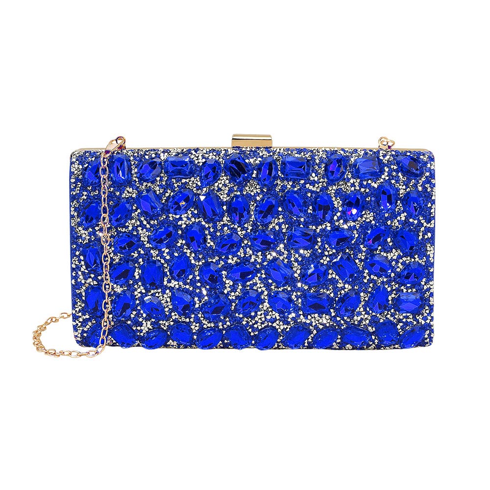 Faceted Stone Embellished Evening Clutch Bag