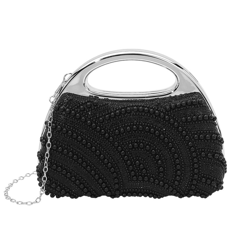 Pearl Rhinestone Embellished Evening Clutch Crossbody Bag