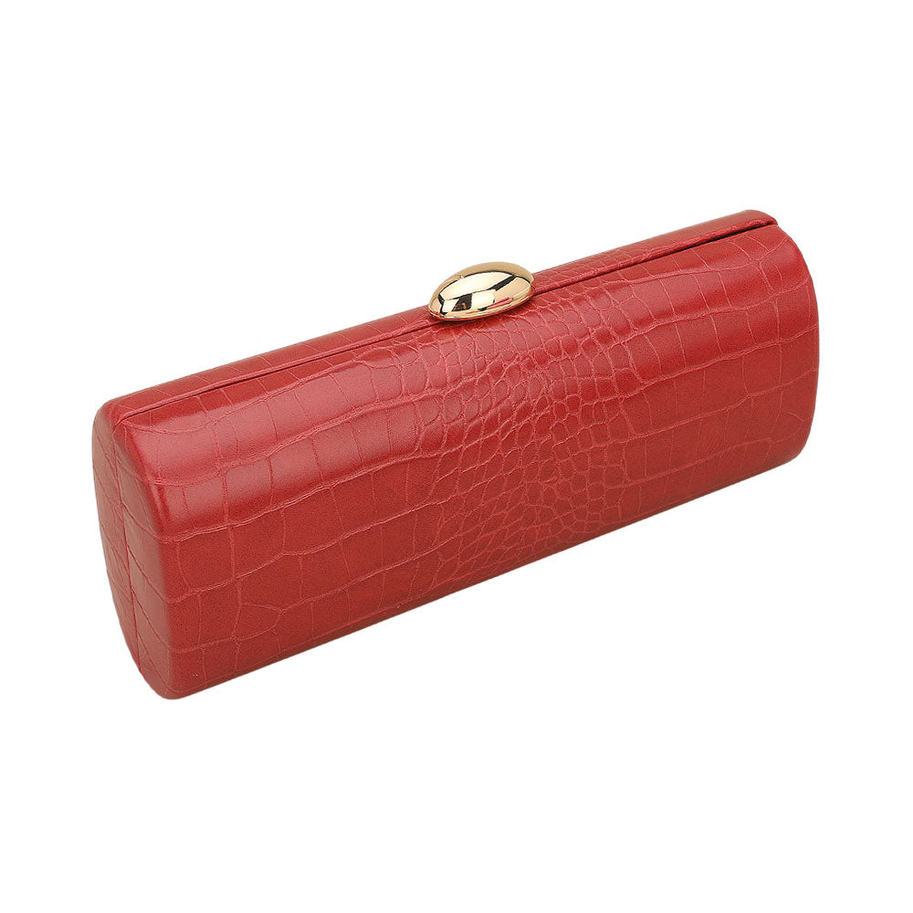 Faux Leather Textured Pattern Clutch Evening Bag