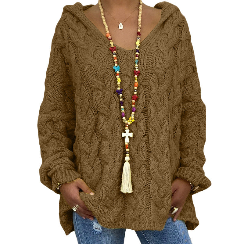 Pull à capuche ample à manches longues pour femme 