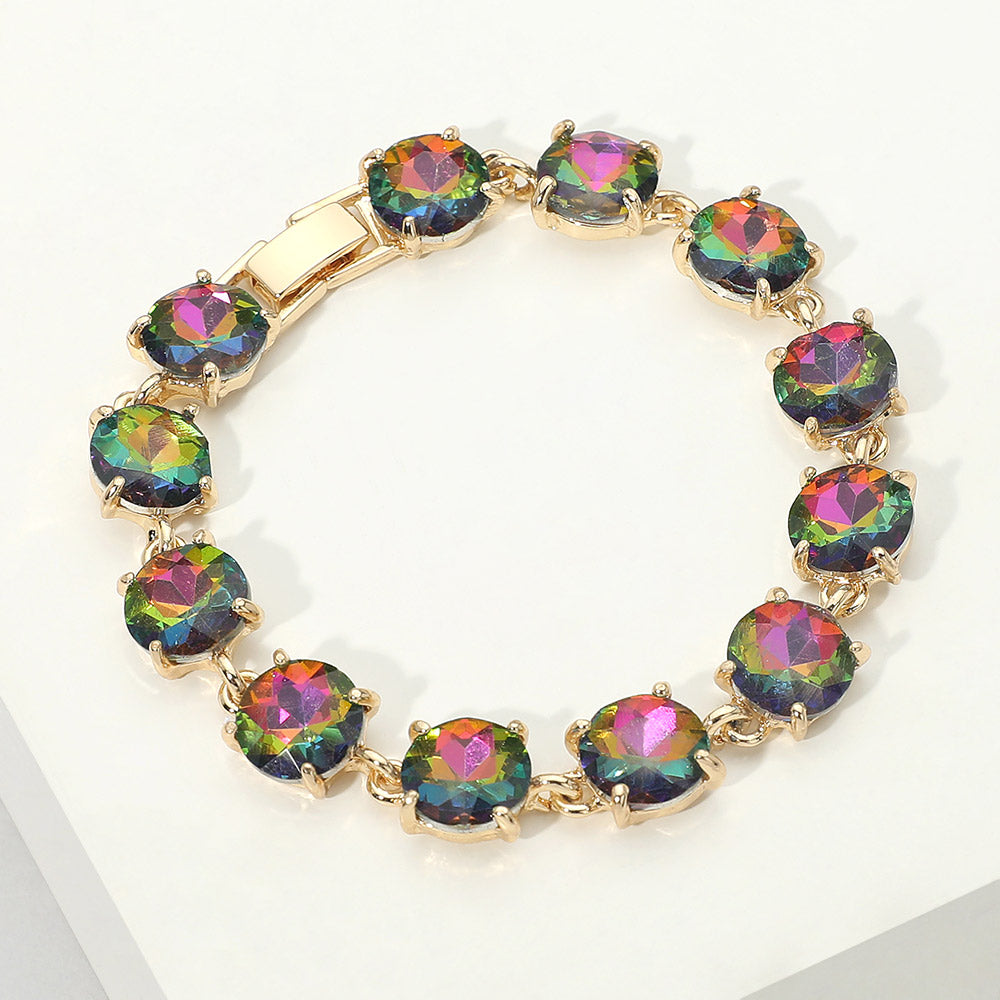 Round Stone Link Evening Bracelet