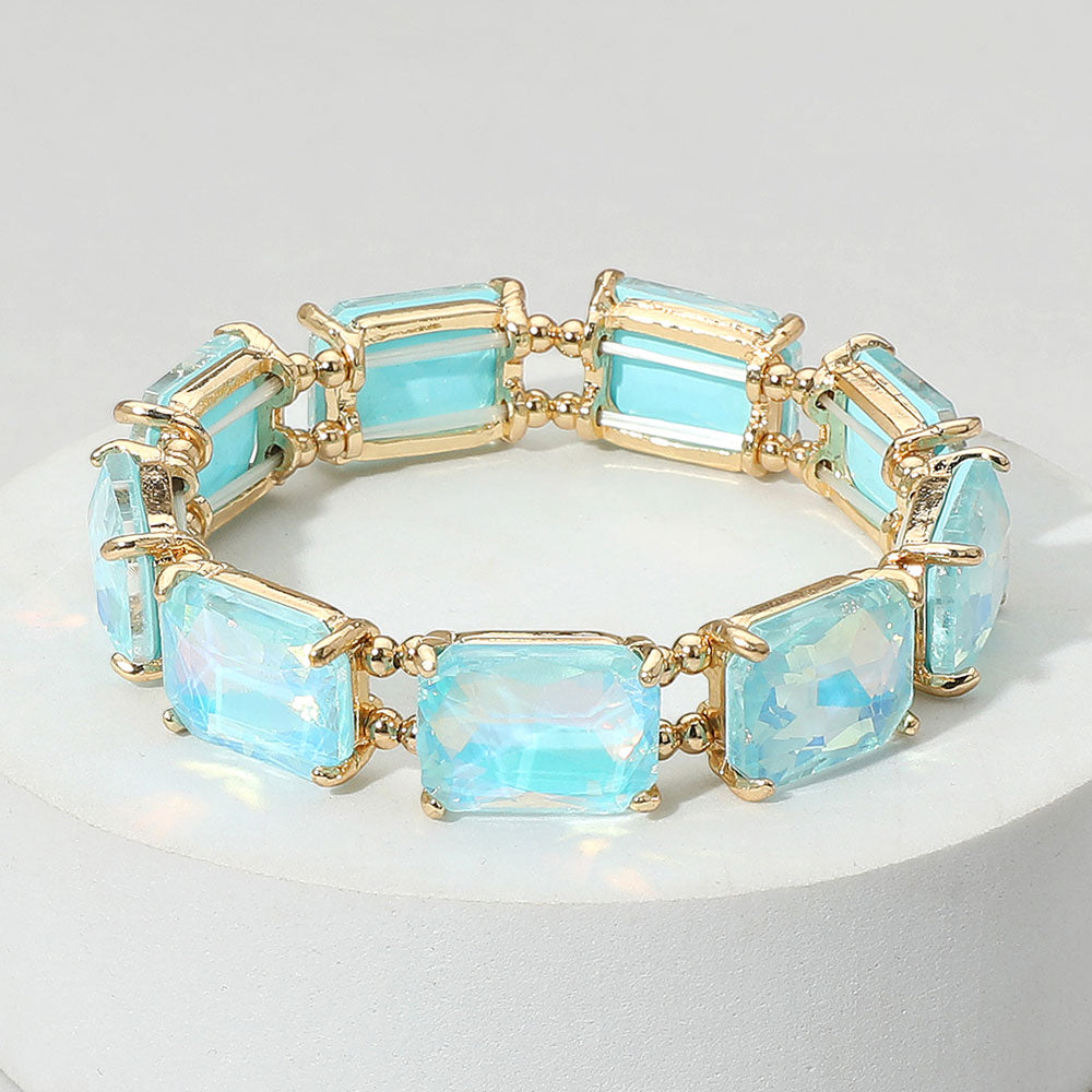 Cushion Rectangle Stone Stretch Evening Bracelet