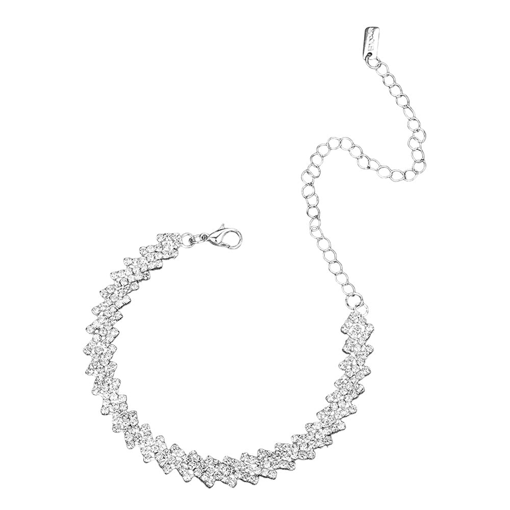 Rhinestone Paved Chain Evening Bracelet