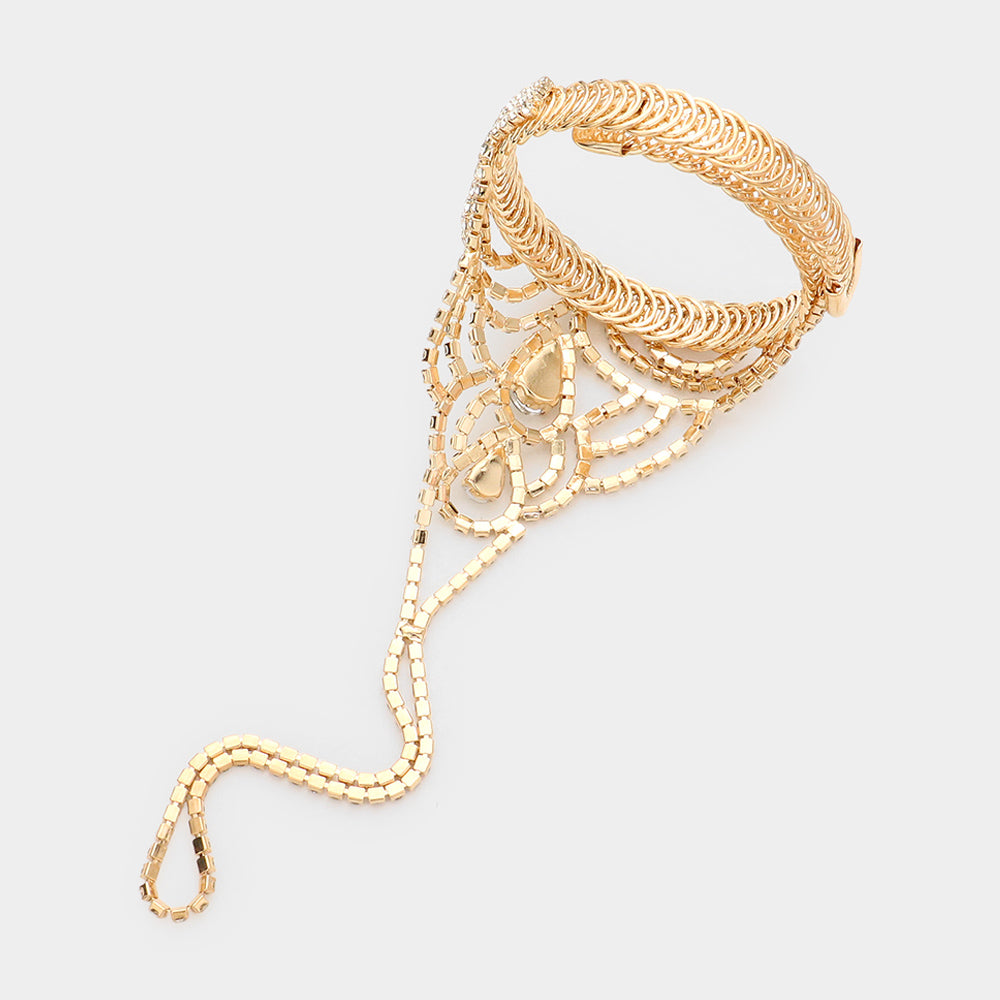 Teardrop Stone Pointed Hand Chain Evening Bracelet