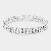 2-ROW Rhinestone Stretch Evening Bracelet