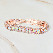 Round Crystal Rhinestone Trim Evening Bracelet