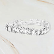 Round Crystal Rhinestone Trim Evening Bracelet