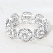 Pearl Floral Beaded Stretch Evening Bracelet