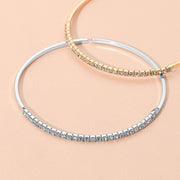 One Row Rhinestone Paved Bar Accent Adjustable Bangle Evening Bracelet
