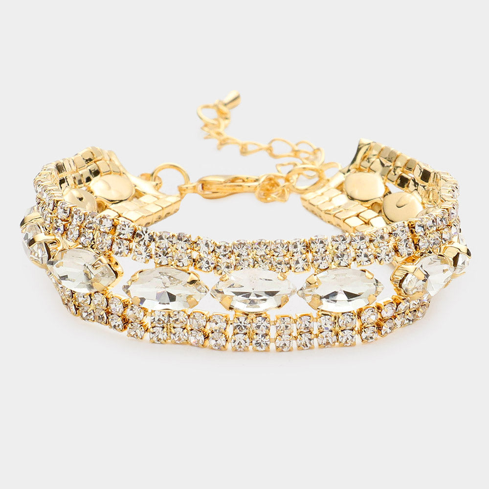 Marquise Stone Accented Evening Bracelet