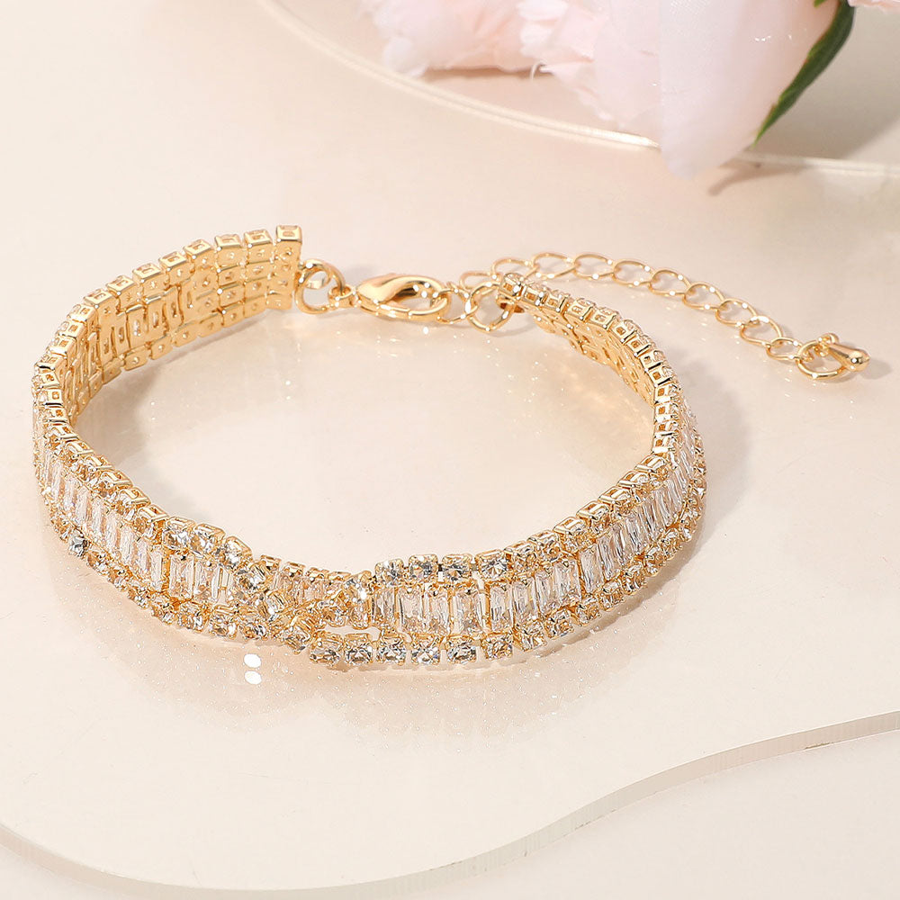 Baguette CZ Stone Embellished Evening Bracelet