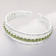 Square Cut CZ Stone Accented Split Evening Bracelet
