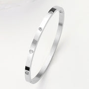 Stainless Steel CZ Stone Embellished Bangle Bracelet