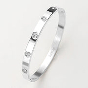 Stainless Steel Crystal Embellished Bangle Bracelet