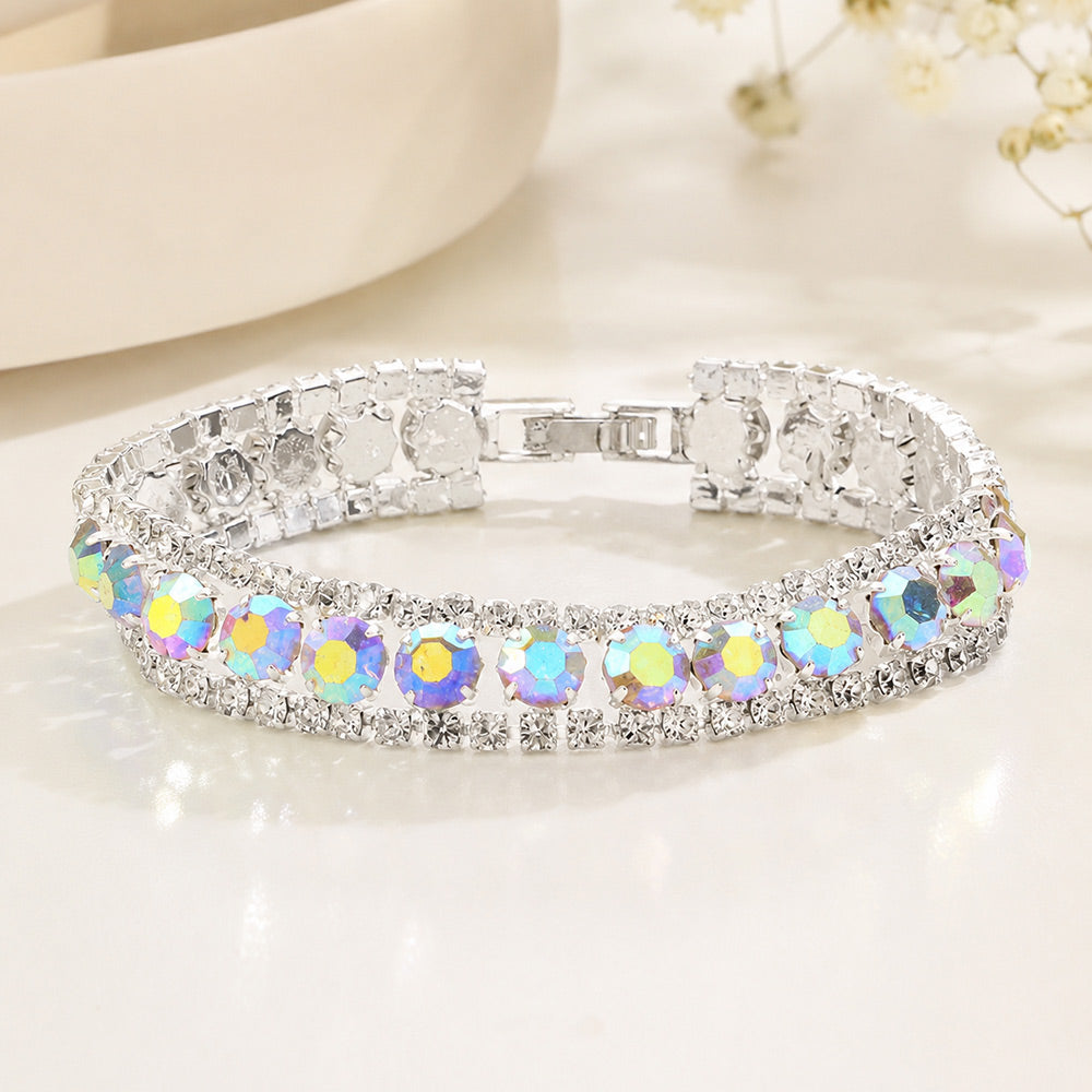 Round Crystal Rhinestone Evening Bracelet