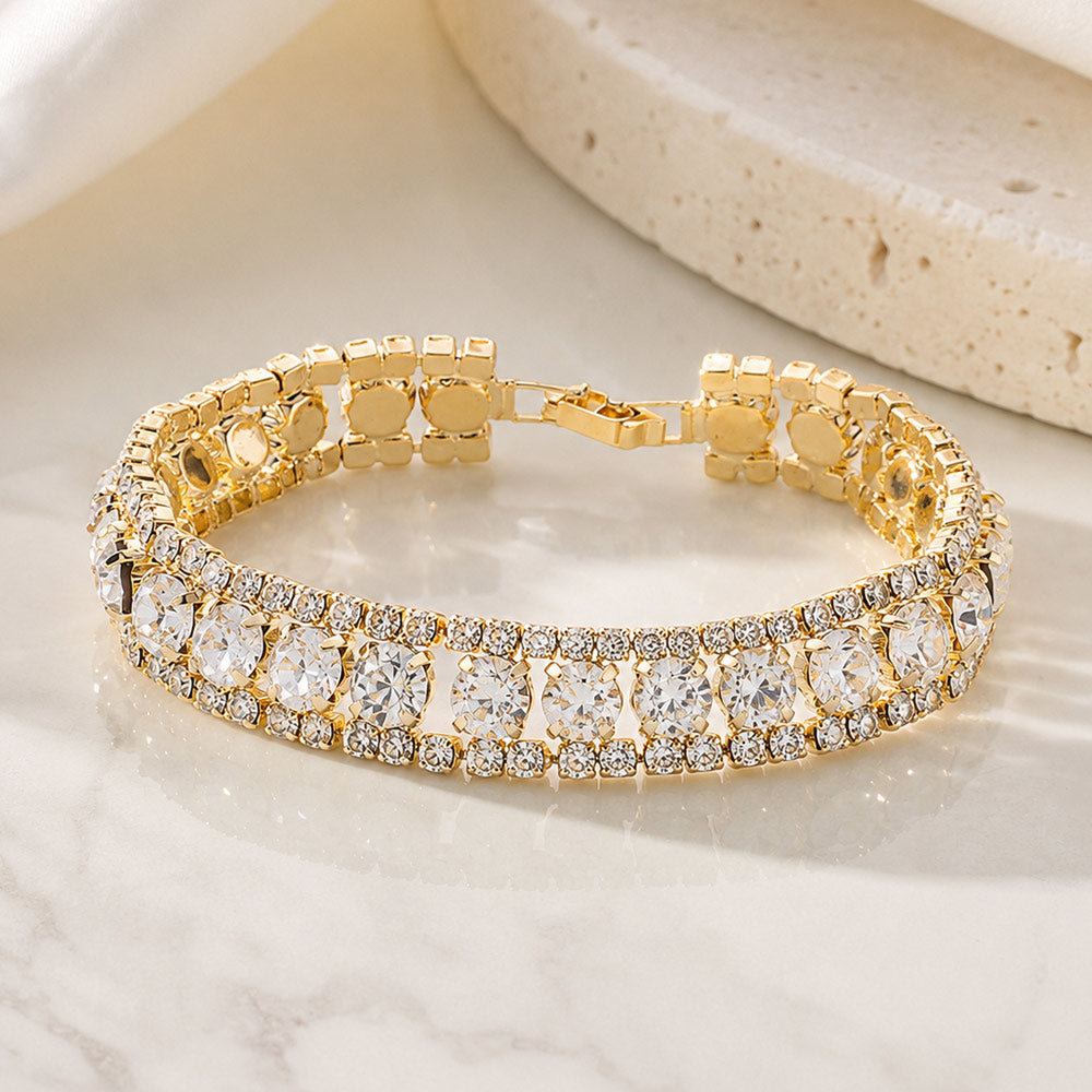 Round Crystal Rhinestone Evening Bracelet