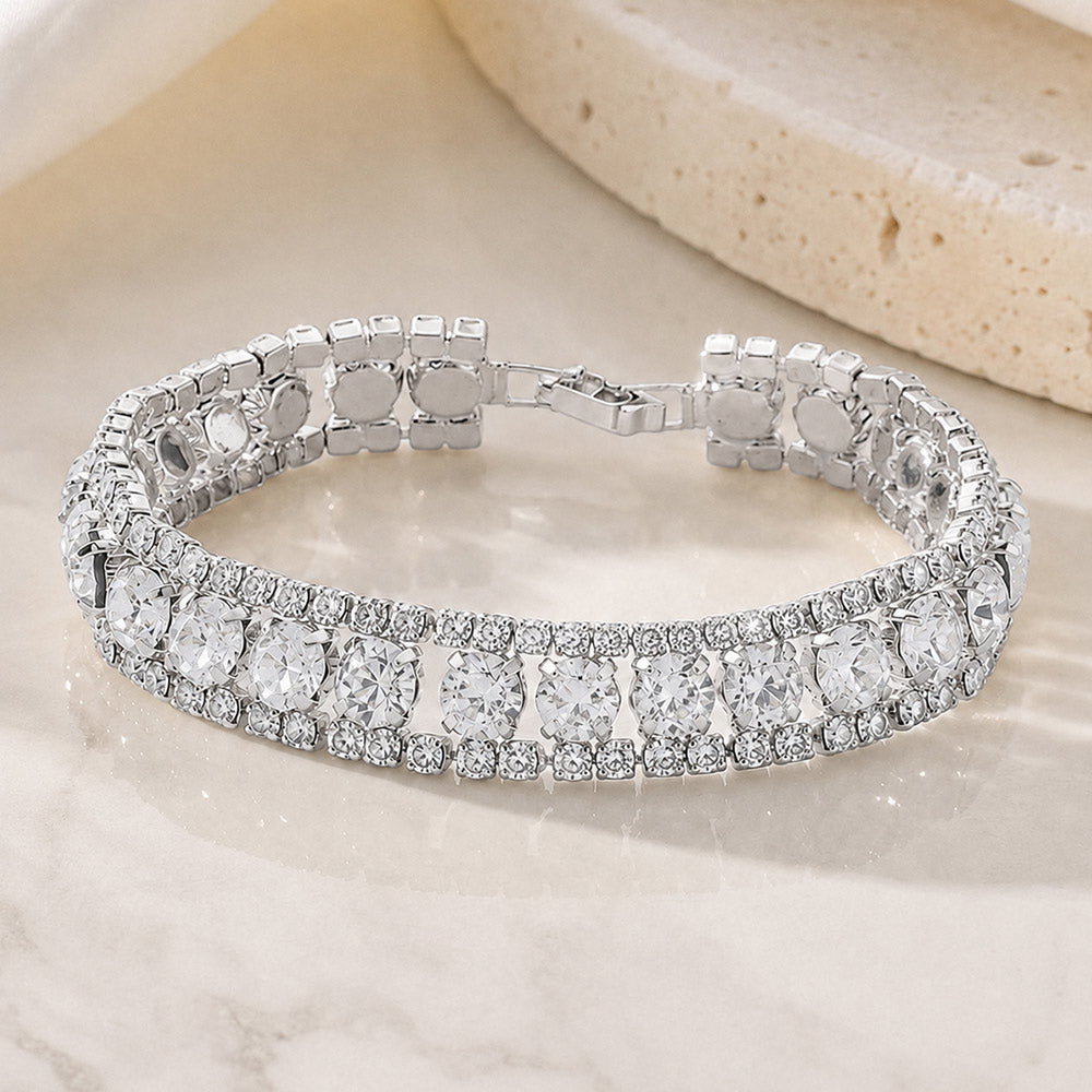 Round Crystal Rhinestone Evening Bracelet