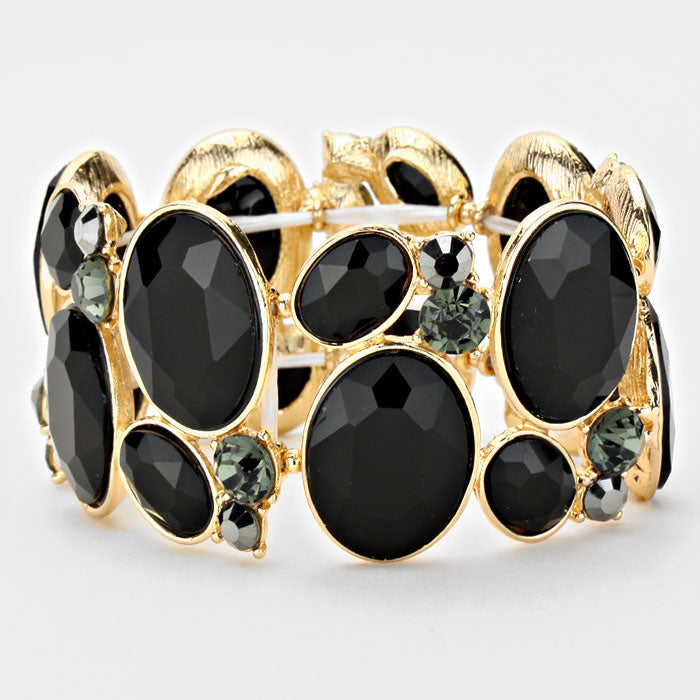 Oval Crystal Rhinestone Stretch Bracelet