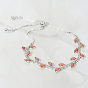 Marquise CZ Stone Cluster Pointed Leaf Vine Adjustable Cinch Pull Tie Bracelet