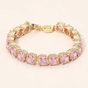 Square CZ Link Tennis Toggle Bracelet