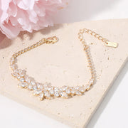 Marquise Round CZ Stone Cluster Flower Evening Bracelet