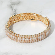 Marquise Emerald Cut CZ Stone Link Adjustable Evening Bracelet