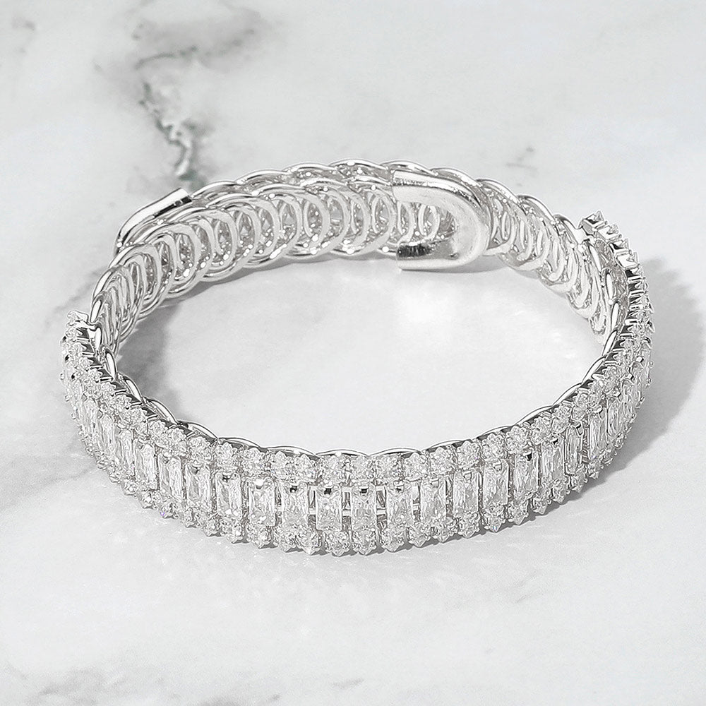 Marquise Emerald Cut CZ Stone Link Adjustable Evening Bracelet
