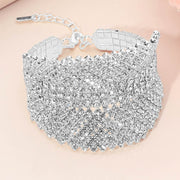 Layered Rhinestone Embellished Evening Bracelet