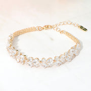 Teardrop Round CZ Cluster Link Evening Bracelet