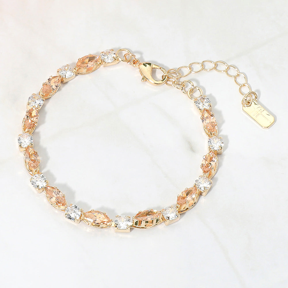 Marquise Round CZ Cluster Link Evening Bracelet