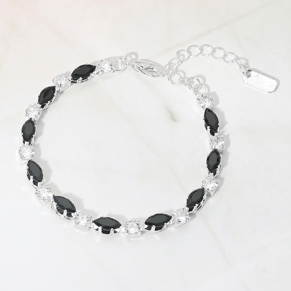 Marquise Round CZ Cluster Link Evening Bracelet