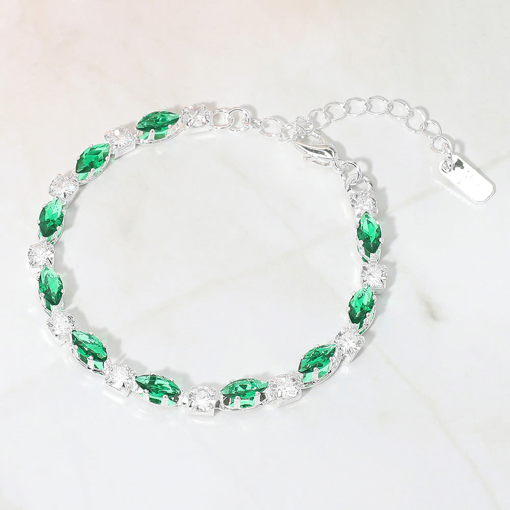Marquise Round CZ Cluster Link Evening Bracelet