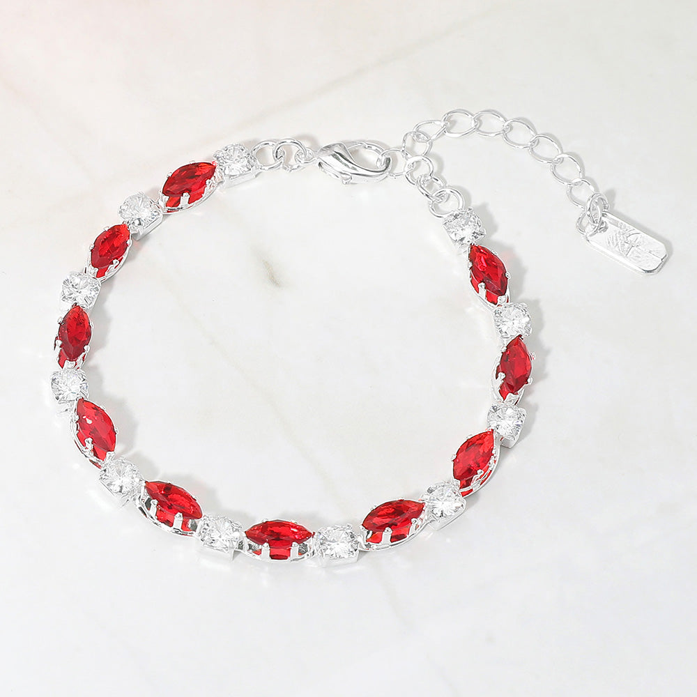 Marquise Round CZ Cluster Link Evening Bracelet