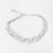 CZ Marquise Round Stone Cluster Link Evening Bracelet