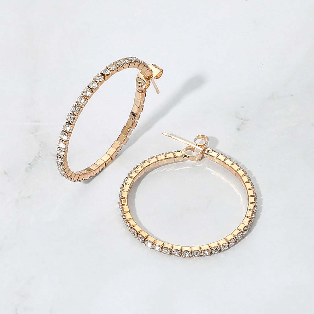 30mm Rhinestone Paved Hoop Earrings